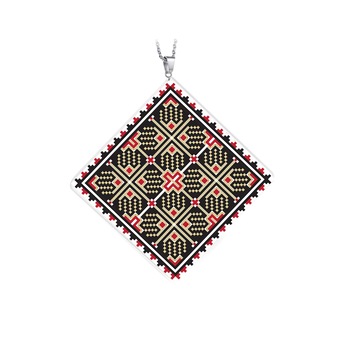 Pandantiv GANELLI din ceramica cu Motive nationale romanesti din Muntenia zona Muscel model 1 Pandantiv GANELLI din ceramica cu Motive nationale romanesti din Muntenia zona Muscel model 1