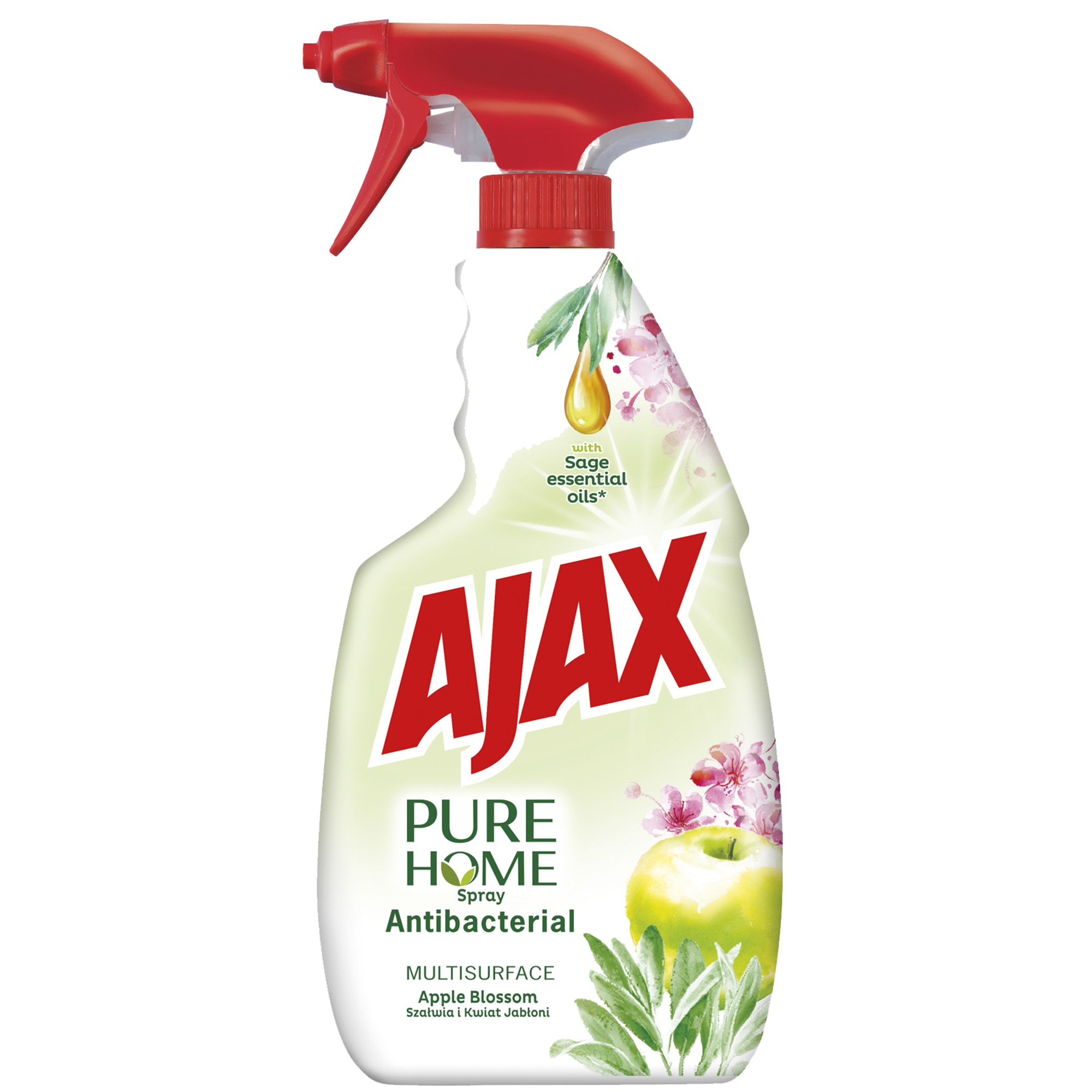 Detergent dezinfectant multisuprafete Ajax Pure Home Antibacterial, Apple Blossom, 500 ml