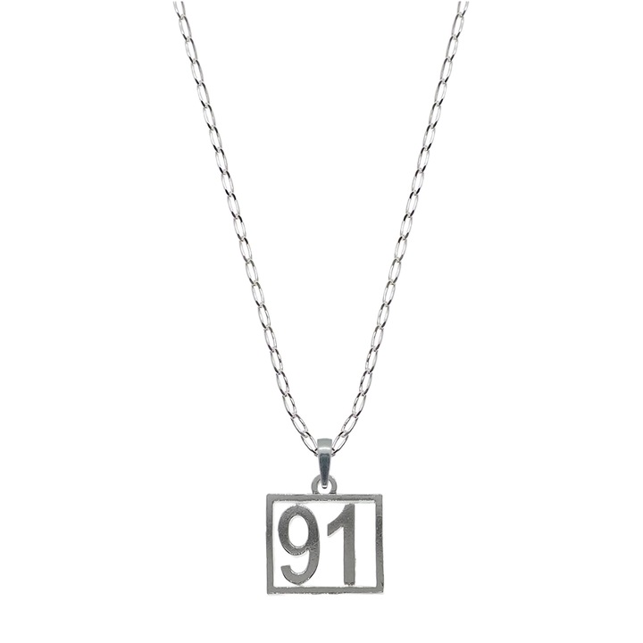 Személyre szabott ezüst lánc medál 91-es szám szerencseszám évfordulós számok 10249_1FIG01430 Dras 7046, Ezüstszín