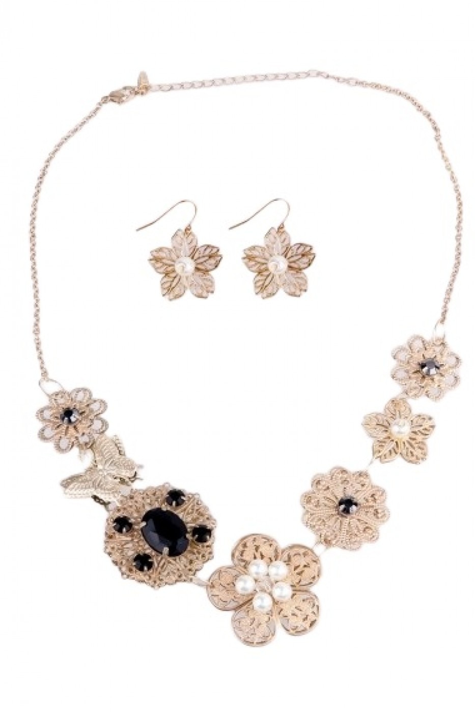 Set colier si cercei Butterfly, Noblesse, NES00140, Multicolor