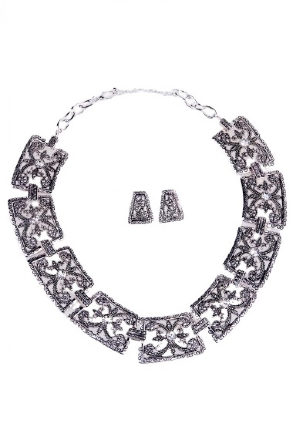 Set colier si cercei Quinny, Noblesse, NES00141, Argintiu