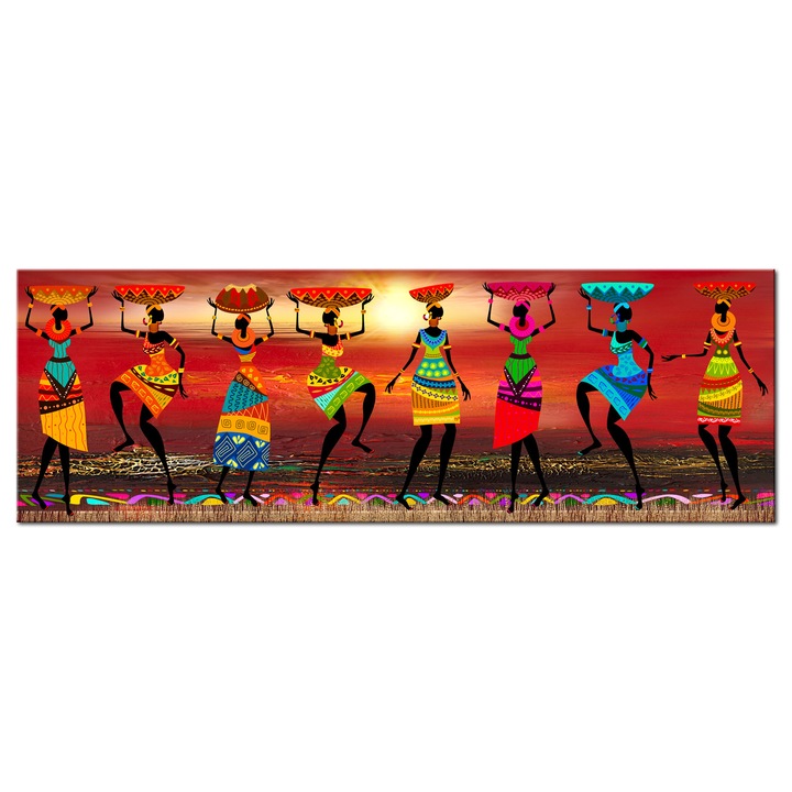 Artgeist festmény, táncoló afrikai nők, 120 cm x 40 cm