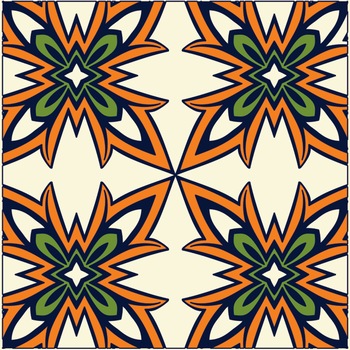 Set 8 buc stickere autocolante faianta decorativa 15cm x 15cm model 4 flori portocalii cu contur albastru Set 8 buc stickere autocolante faianta decorativa 15cm x 15cm model 4 flori portocalii cu contur albastru