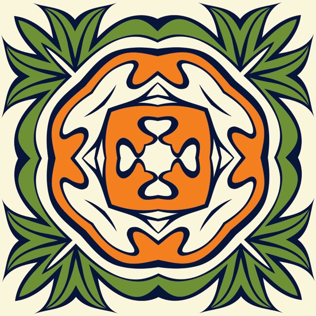 Set 6 buc stickere autocolante faianta decorativa 20cm x 20cm model Green Orange