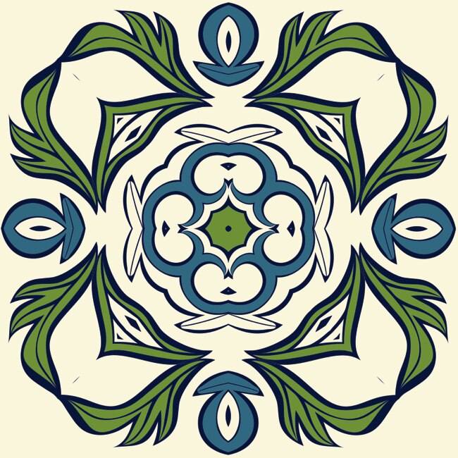 Set 6 buc stickere autocolante faianta decorativa 20cm x 20cm model Vintage Green Blue