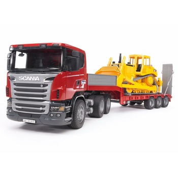 Camion Bruder Scania Seria-R cu platforma joasa si bulldozer Caterpillar Camion Bruder Scania Seria-R cu platforma joasa si bulldozer Caterpillar