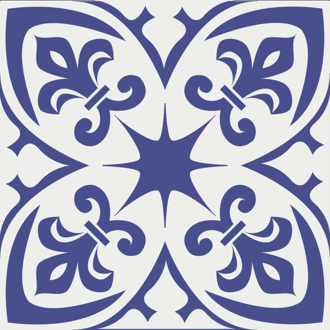 Set 6 buc stickere autocolante faianta decorativa 20cm x 20cm model cu steluta albastra in centru