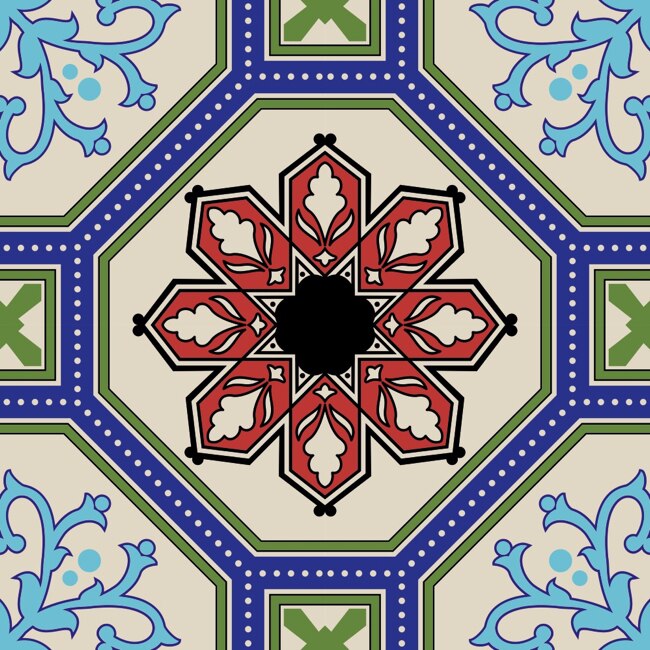 Set 8 buc stickere autocolante faianta decorativa 15cm x 15cm model desen abstract multicolor 30