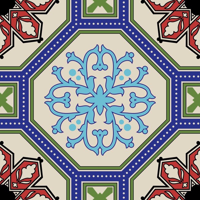 Set 6 buc stickere autocolante faianta decorativa 20cm x 20cm model desen abstract multicolor 25