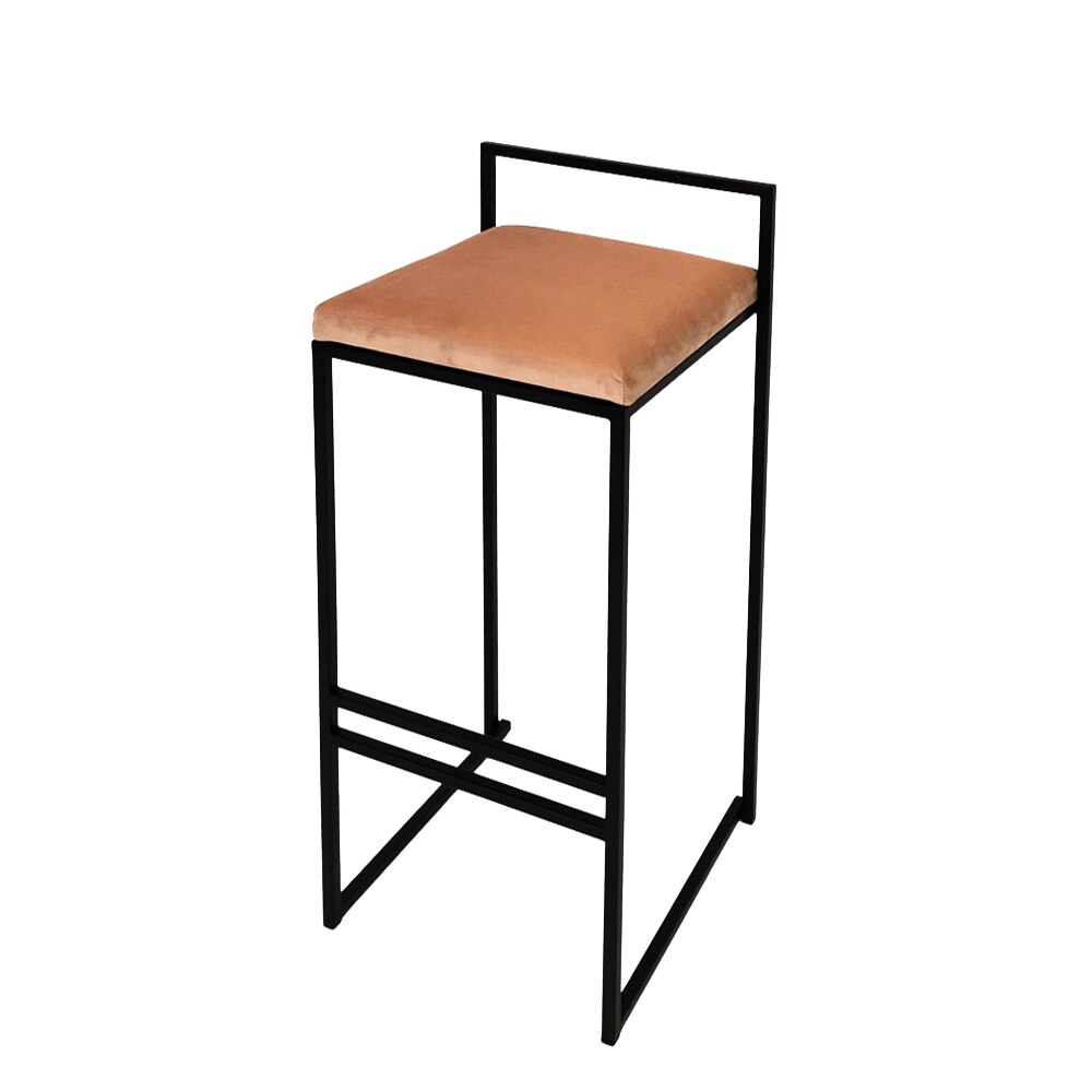 Scaun bar Still mad, roz, modern, metal/catifea, 35 x 35 x 74