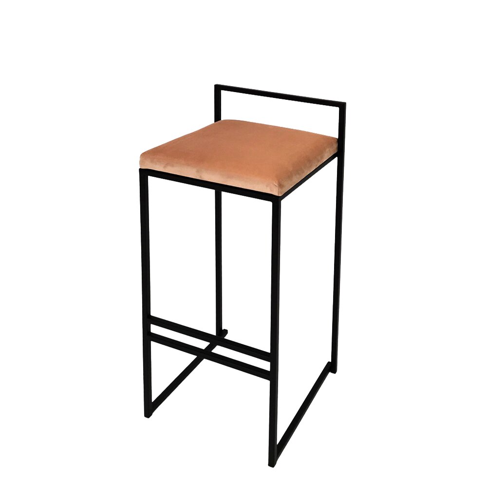 Scaun insula bucatarie Still mad, roz, modern, metal/catifea, 35 x 35 x 64