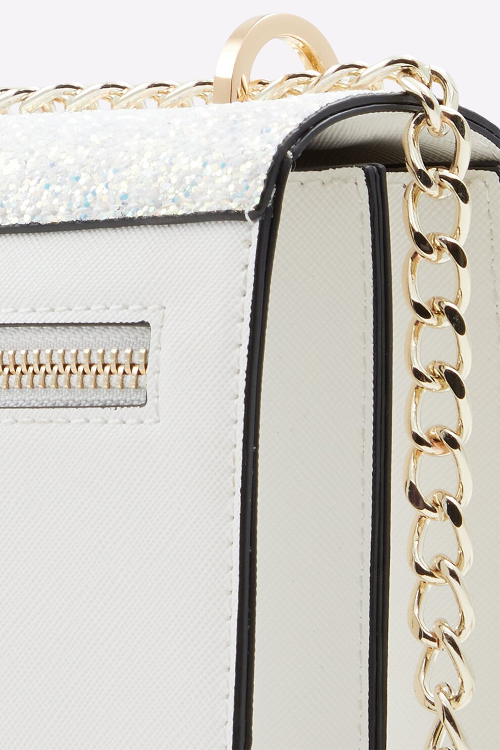 Aldo, Чанта Karlowa от еко кожа с бляскав дизайн, Бял eMAG.bg