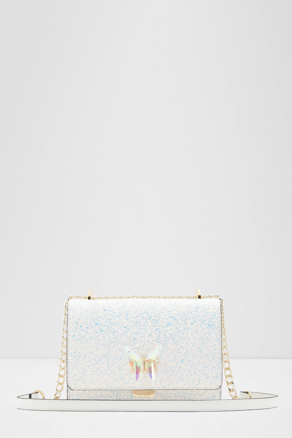 Aldo, Чанта Karlowa от еко кожа с бляскав дизайн, Бял eMAG.bg