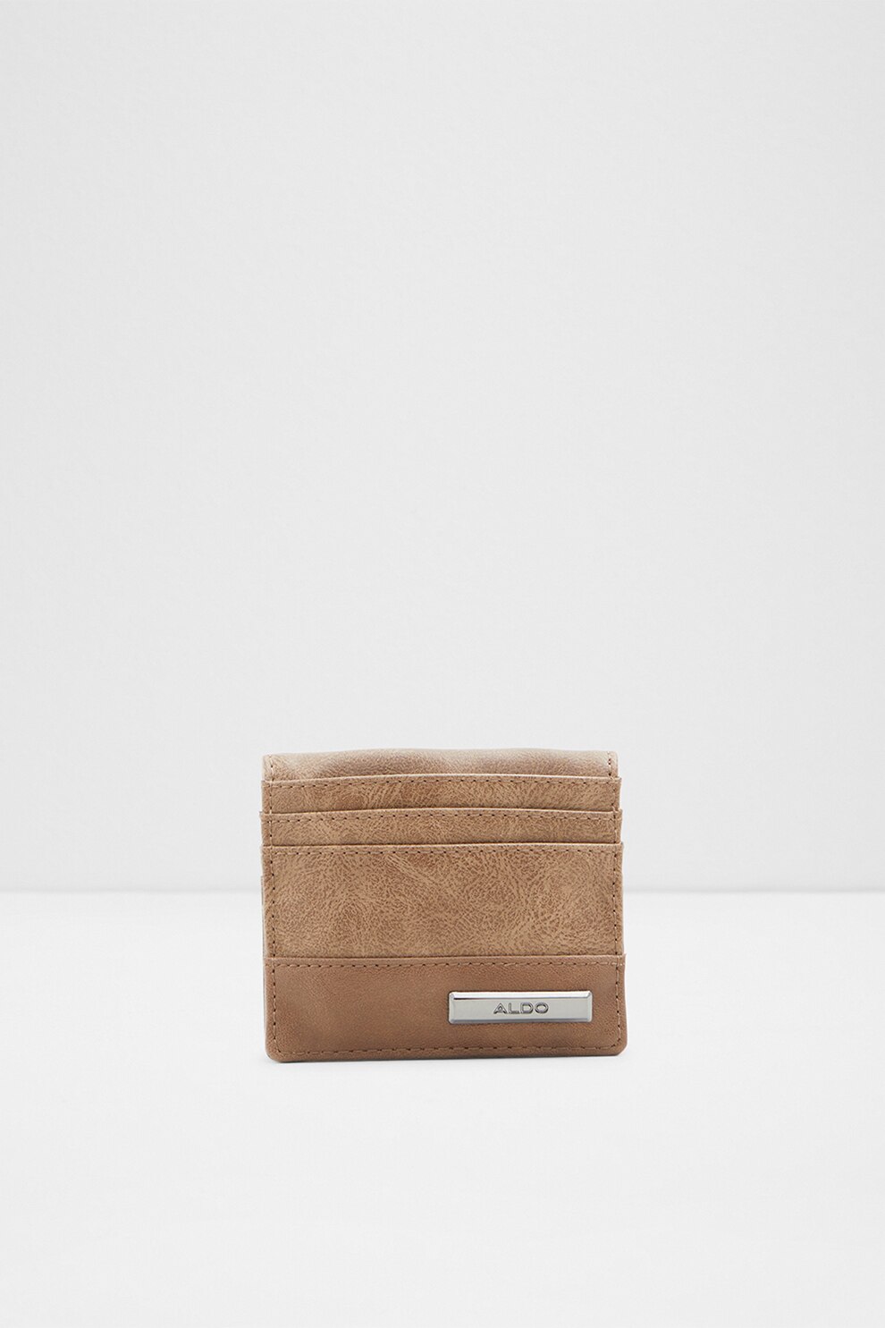 Aldo, Portcart de piele ecologica cu aplicatie logo Galieven, Maro camel