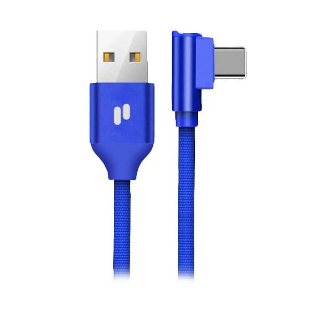 Cablu USB - USB Type C, 2.0, QC, L23, 2.4A, Mufa la 90 de Grade, Puridea, Albastru
