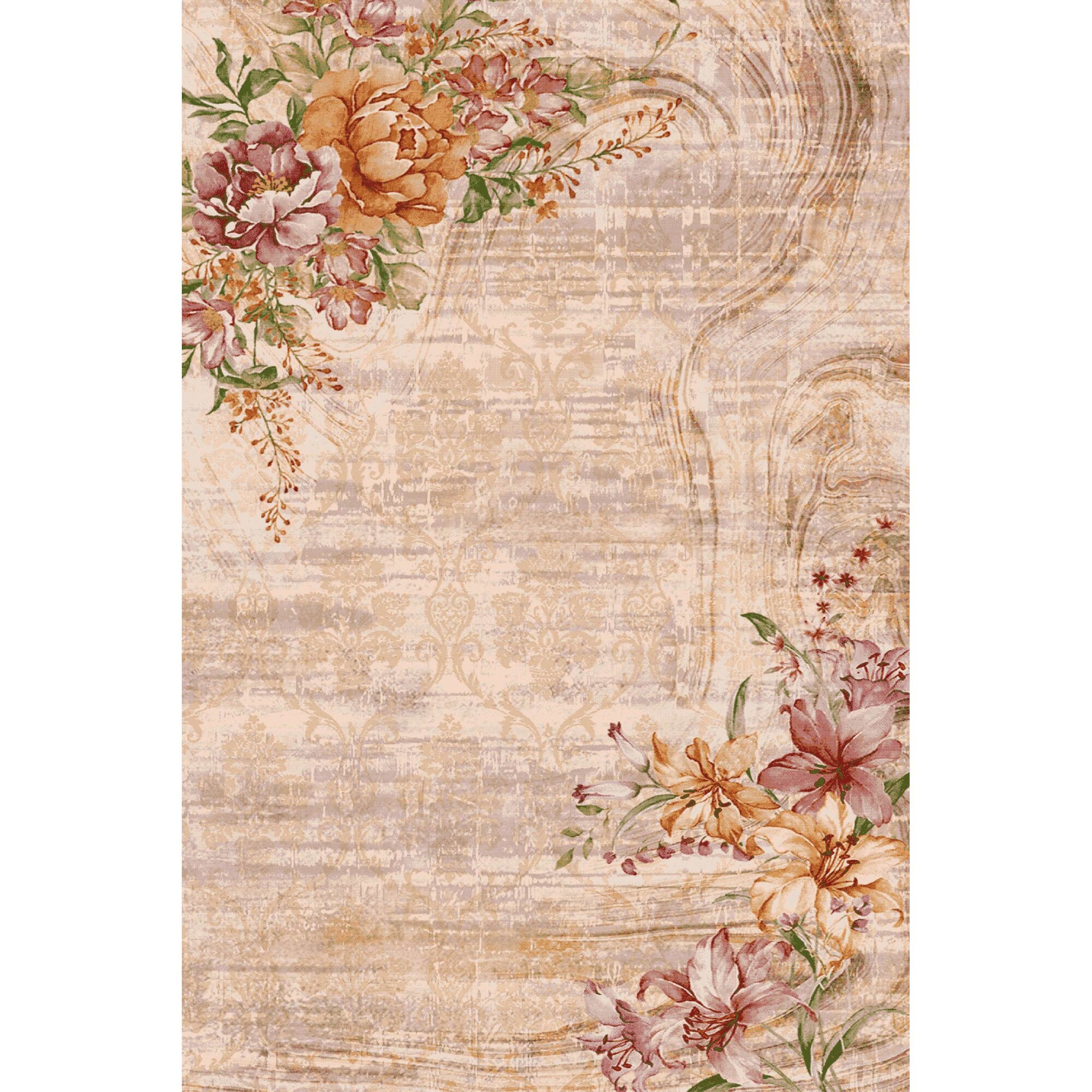 Covor Persan Mecanic EuCarpet 200160a2 Dimensiune 1.2x1.8 Design Modern Bej