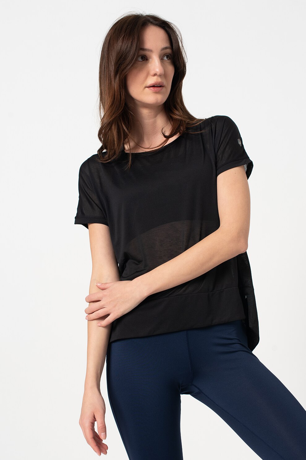 Asics, Tricou cu aspect semitransparent pentru antrenament, Negru