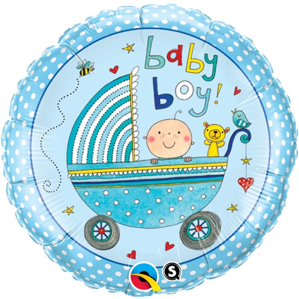 Balon Mini Folie Carucior Baby Boy 23cm, Qualatex, 1 buc