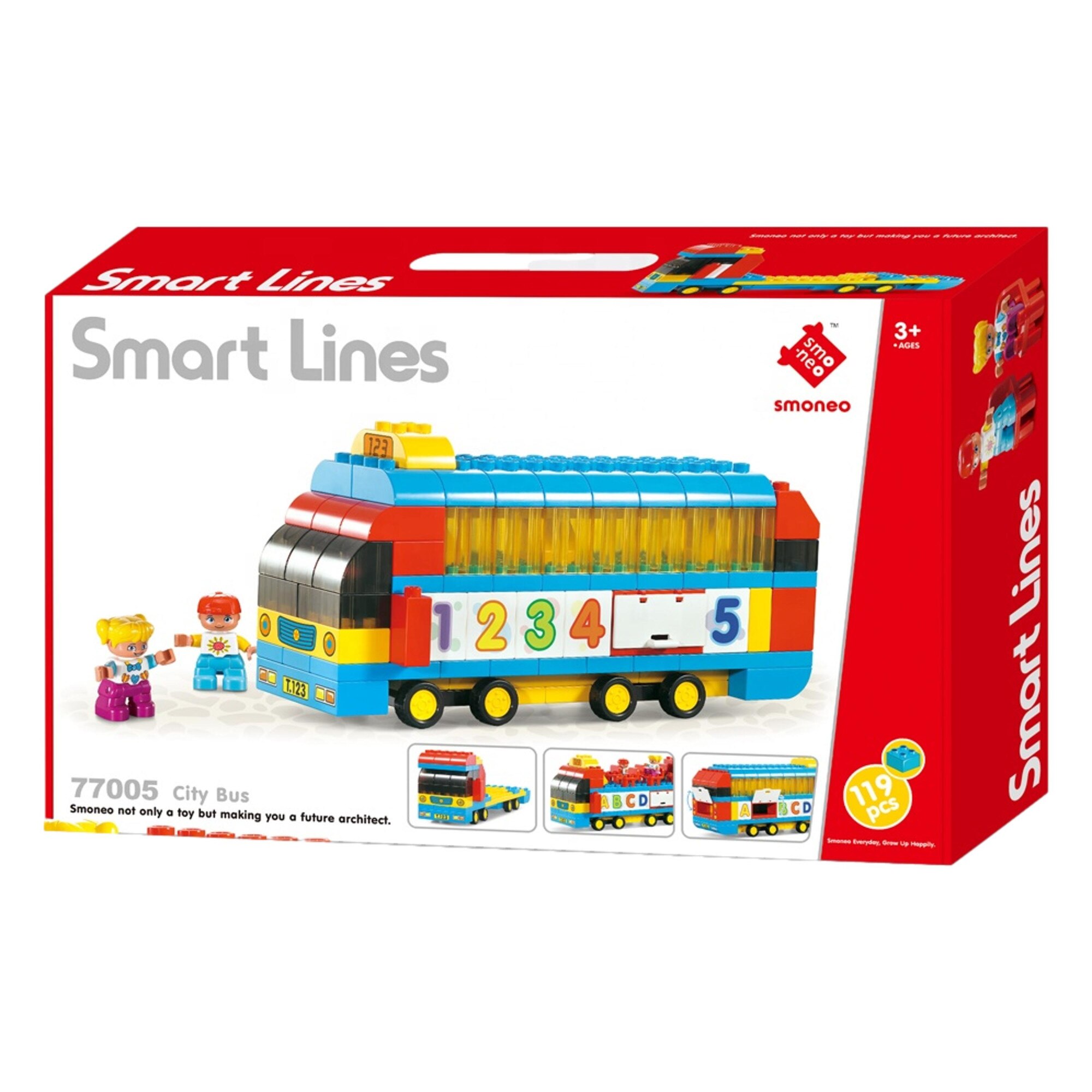 Set de constructii Autobuz cu 2 figurine,119 piese, milticolor