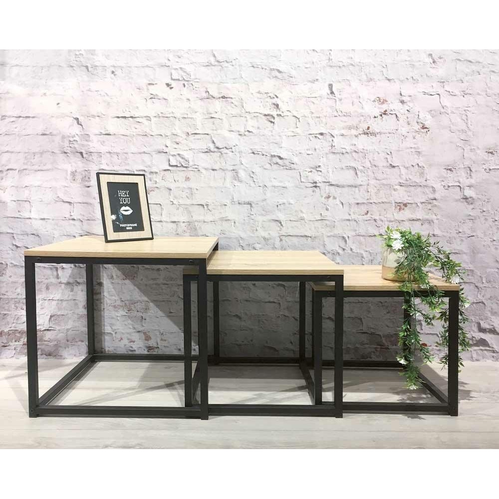 Set de mese Loft lemn 3 buc