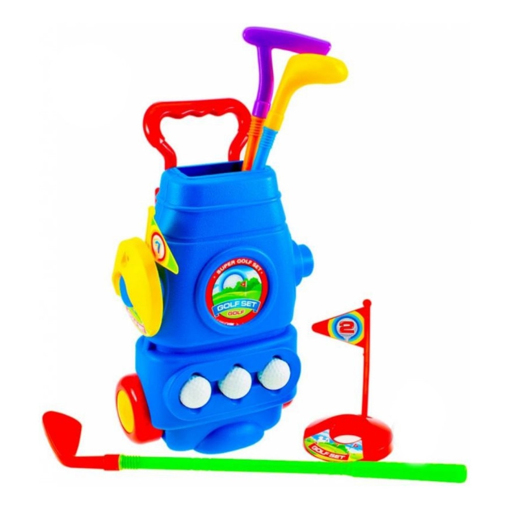 Set de joaca carucior de golf King Sport cu crose si mingi