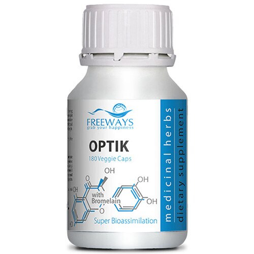 Optik cu Bromelaina, Freeways, 180 capsule vegetale, supliment alimentar pentru sustinerea vederii