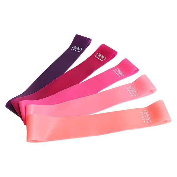 Set benzi elastice pentru antrenament, S Pulse, Gazelle, rezistenta diferita, 5 piese, Multicolor