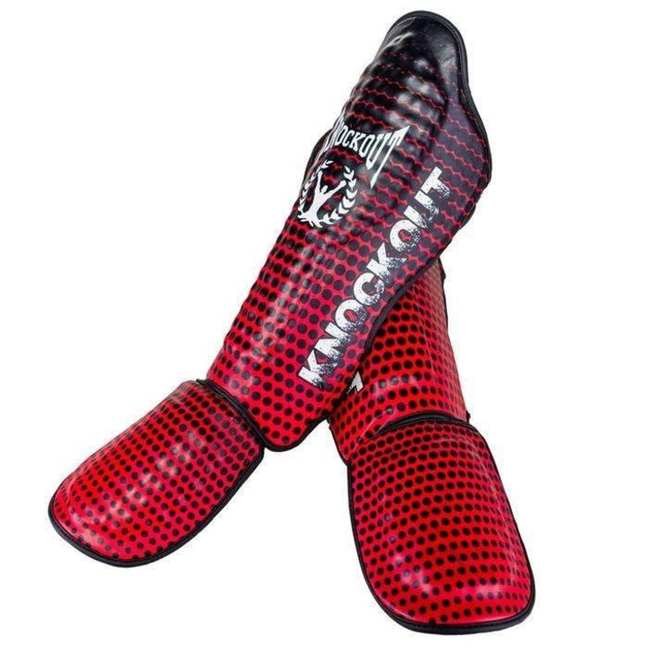 Dupla Kickbox Knockout lábszárak - L, piros