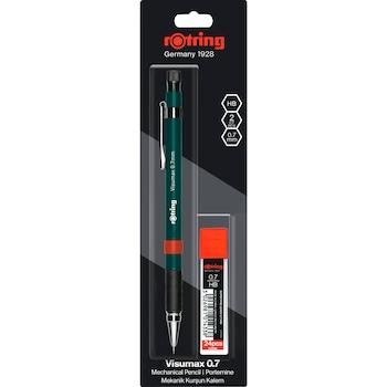 Set Rotring Visumax creion mecanic 0.7 mm Green + etui mine grafit 0.7 HB