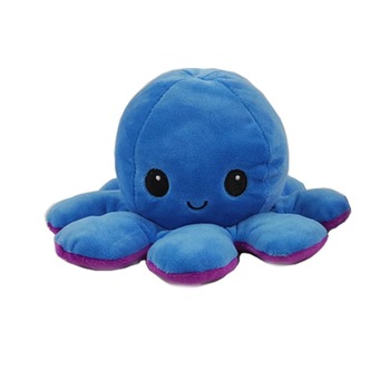 Caracatita reversibila din plus cu doua emotii, Octopus Mood trista si vesela, 19x15 cm, Albastru/Mov, Urban Trends ® Caracatita reversibila din plus cu doua emotii, Octopus Mood trista si vesela, 19x15 cm, Albastru/Mov, Urban Trends ®