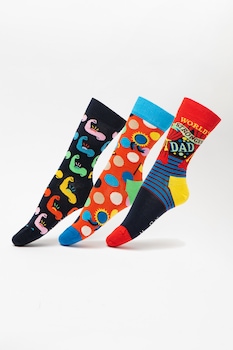 Happy Socks - Комплект чорапи с шарки - 3 чифта, Многоцветен, 36-40
