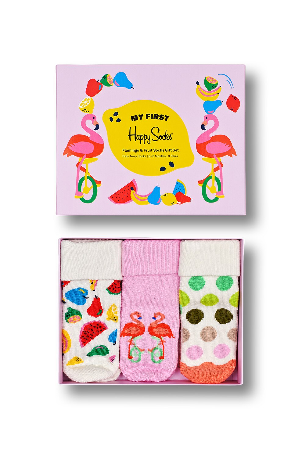 Happy Socks, Set 3 perechi de sosete, unisex, cu imprimeuri diverse, Multicolor, Alb/Roz/Oranj, 15-17 EU