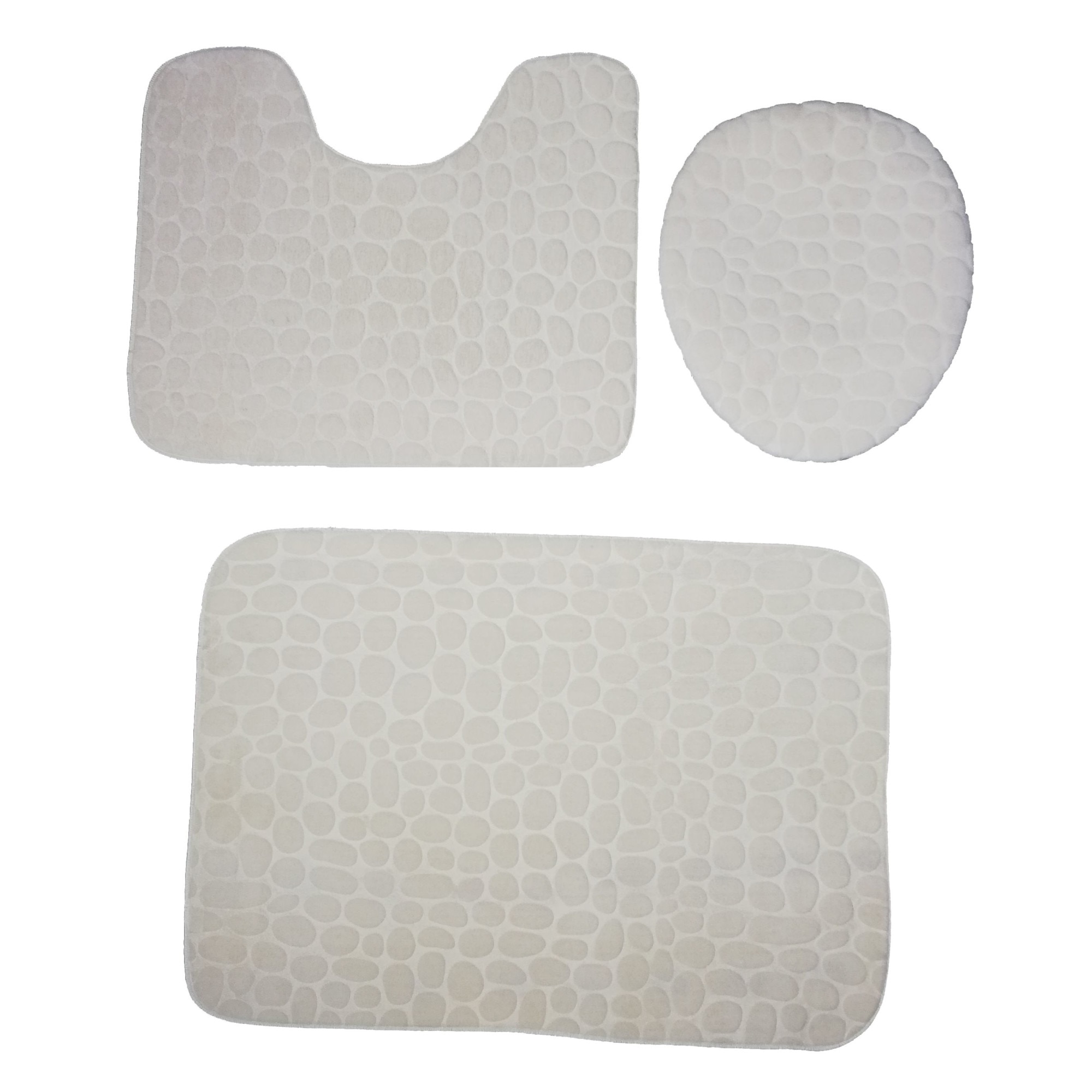 Set 3 bucati covoras de baie, antiderapant, culoare crem, 55cm x 80cm, Seredesign