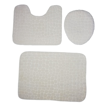 Set 3 bucati covoras de baie, antiderapant, culoare crem, 55cm x 80cm, Seredesign Set 3 bucati covoras de baie, antiderapant, culoare crem, 55cm x 80cm, Seredesign