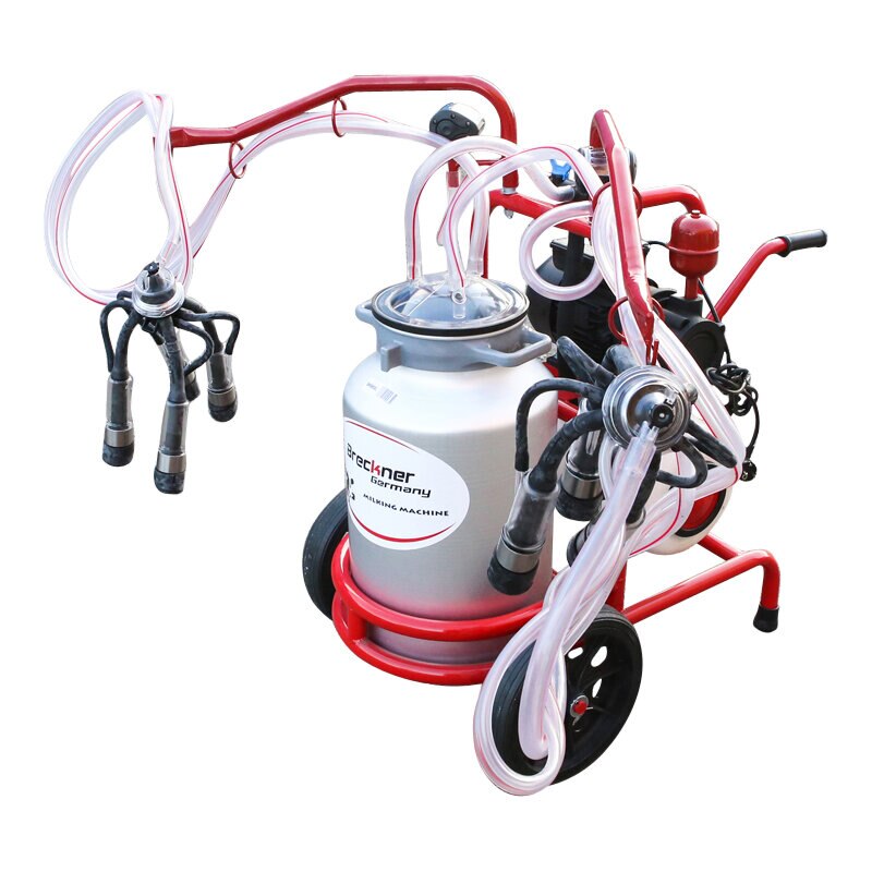Aparat de muls vaci 2 posturi bidon 40L aluminiu cu butelie, vacuum rezervor
