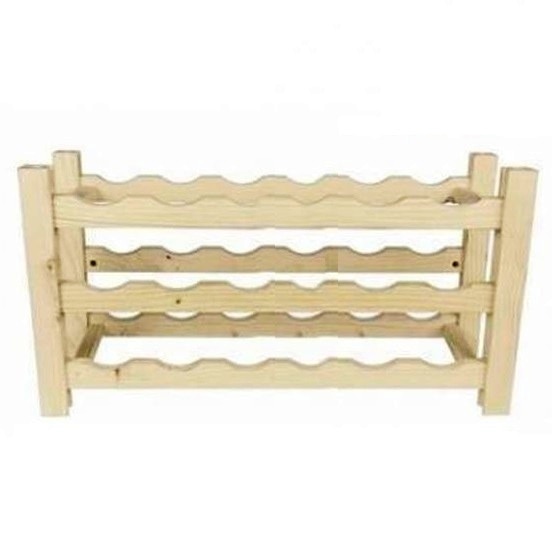 Raft pentru 18 sticle vin, lemn natur, Rustic