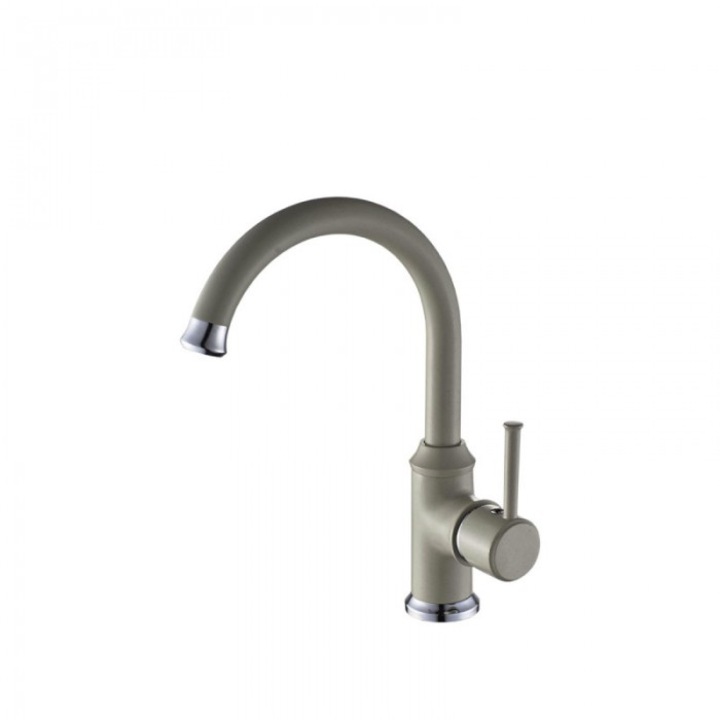 Кухненски смесител MalMuk Arc, сив, единична ръкохватка, стоящ, месинг