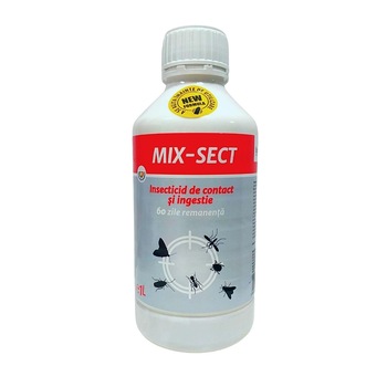 Insecticid concentrat de contact si ingestie, impotriva daunatorilor precum gandacilor, puricilor, furnicilor, mustelor, tantariilor, moliilor, MIX- SECT, 1 L Insecticid concentrat de contact si ingestie, impotriva daunatorilor precum gandacilor, puricilor, furnicilor, mustelor, tantariilor, moliilor, MIX- SECT, 1 L