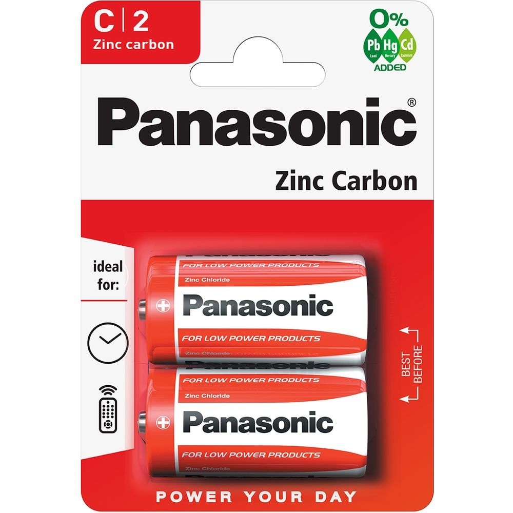 Baterii Panasonic Zinc Carbon C, 2 buc