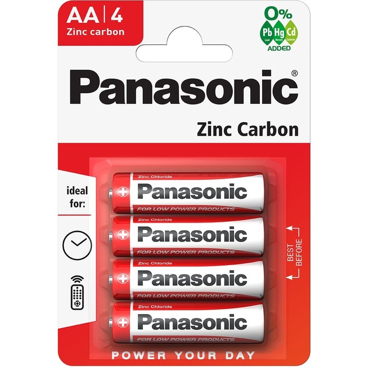 Baterii Panasonic Zinc Carbon AA, 4 buc