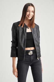 defacto jacheta biker de piele ecologica cu buzunare laterale negru imagen 28_0_
0