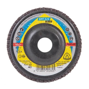 Disc Lamelar KLINGSPOR SMT325 Extra GER P40, 115x22 mm, pentru Otel Disc Lamelar KLINGSPOR SMT325 Extra GER P40, 115x22 mm, pentru Otel