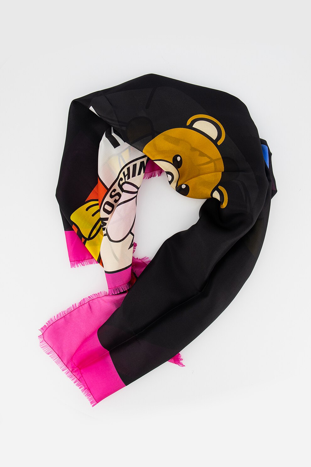 Moschino, Esarfa de matase cu imprimeu logo, Multicolora