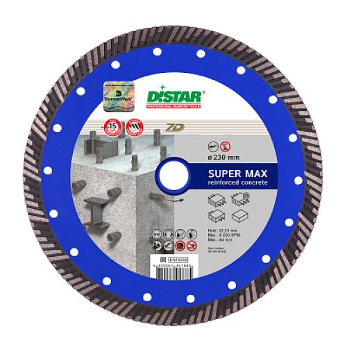 Disc diamantat Super Max 232mm Turbo 232x2,6x15x22,23 Beton armat
