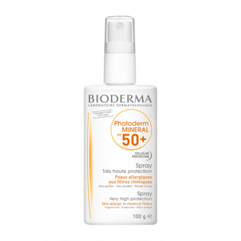Spray cu protectie solara Bioderma Photoderm Mineral SPF 50+ pentru ten alergic, 100 ml Spray cu protectie solara Bioderma Photoderm Mineral SPF 50+ pentru ten alergic, 100 ml