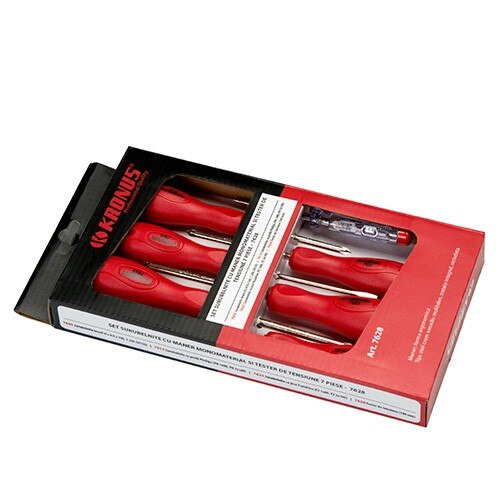 Set surubelnite si tester cu maner monomaterial Kronus, 7 piese