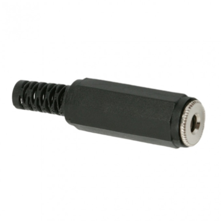 Soclu JACK stereo, 3,5 mm, Plastic, cu protectie pentru cablu, Pachet 10 bucati