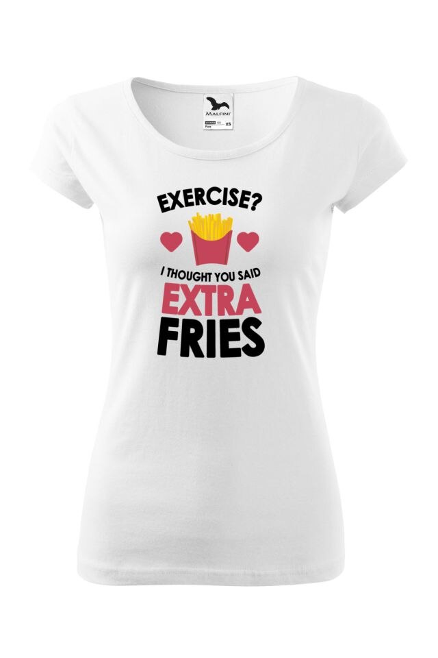 Tricou femei personalizat Extra Fries, Adler, Alb
