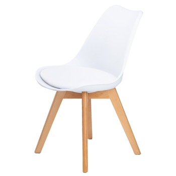 Set 4 scaune dining, cu perna moale, foarte stabil, picioare din lemn, alb, 82 x 50 x 42 cm Set 4 scaune dining, cu perna moale, foarte stabil, picioare din lemn, alb, 82 x 50 x 42 cm