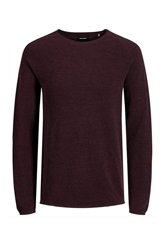 Pulover Barbati Jack&Jones Ehill cu decolteu la baza gatului, Visiniu